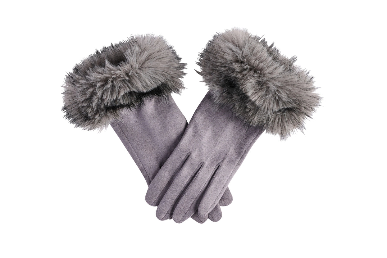 Fur Cuff Ultra Suede Gloves
