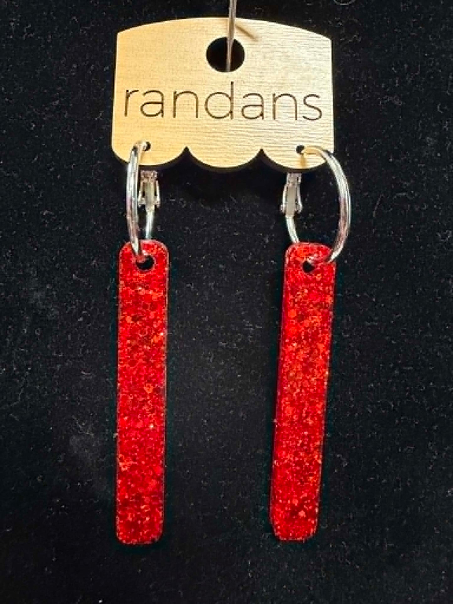 Red Bar Sparkle Earrings