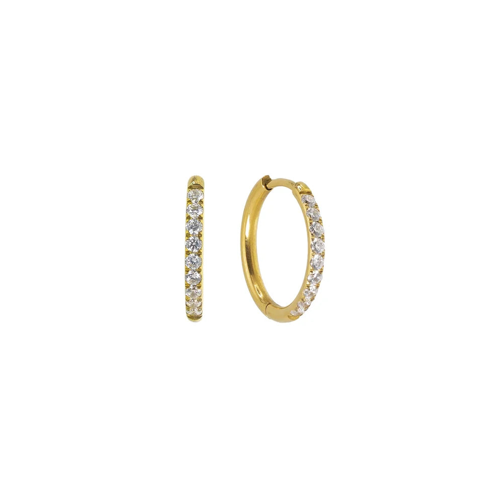Waterproof Gold 18mm Round Brilliant Hoops