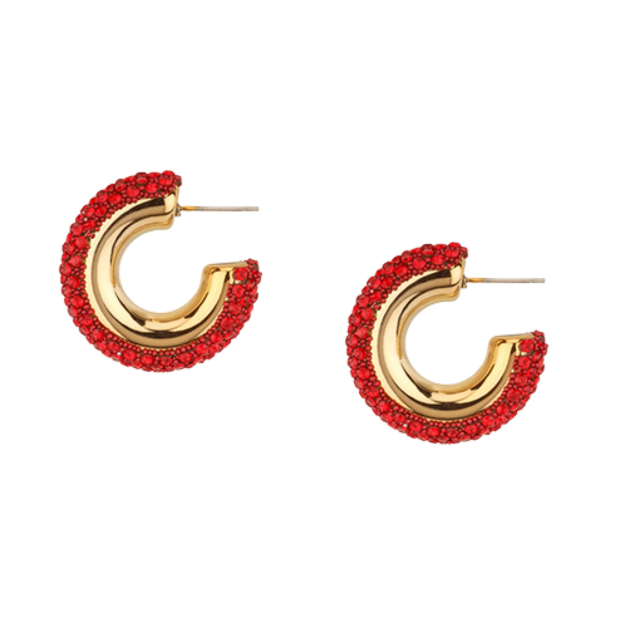 Chunky Rhinestone Pave Hoop Earrings