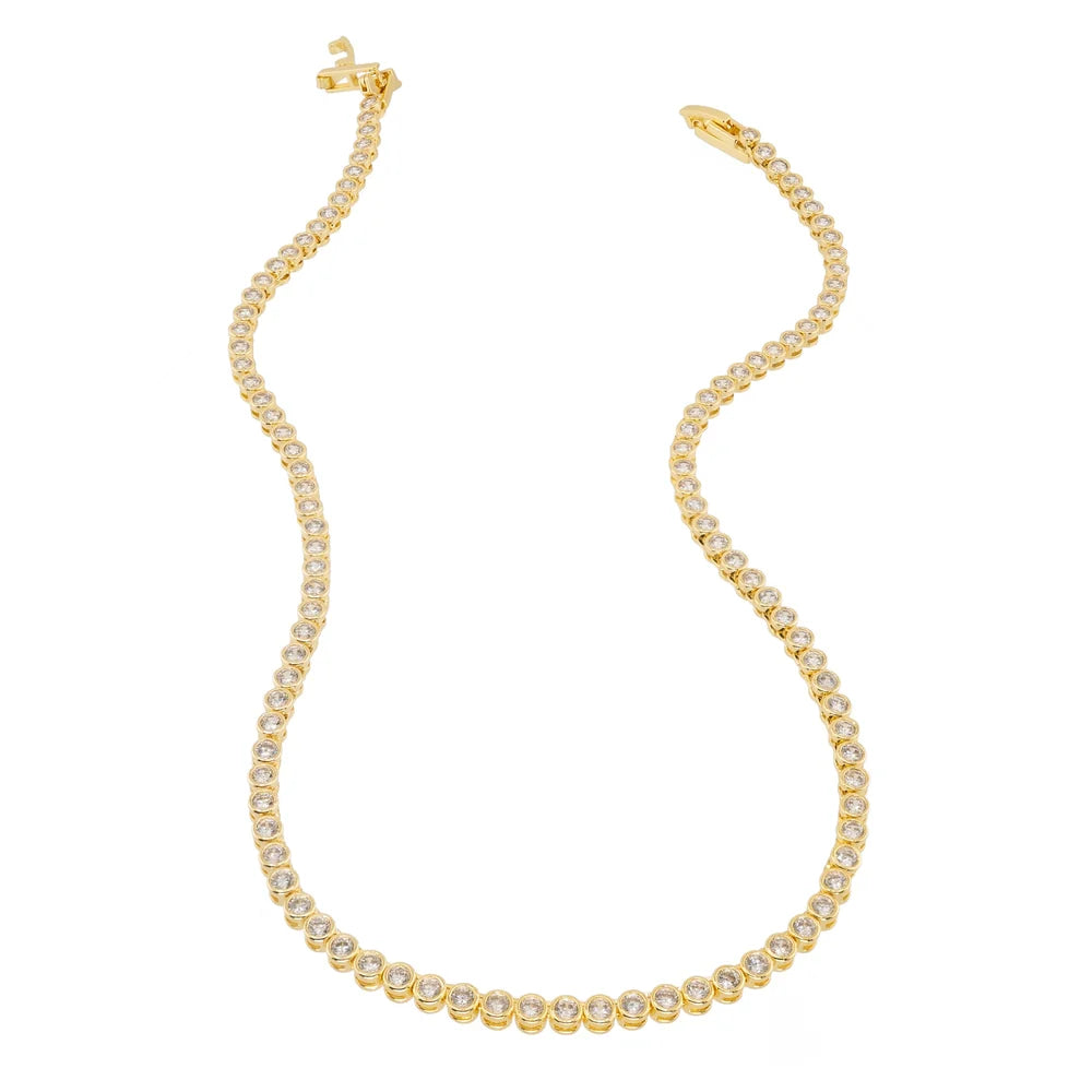 18K Gold Round Brilliant Tennis Necklace