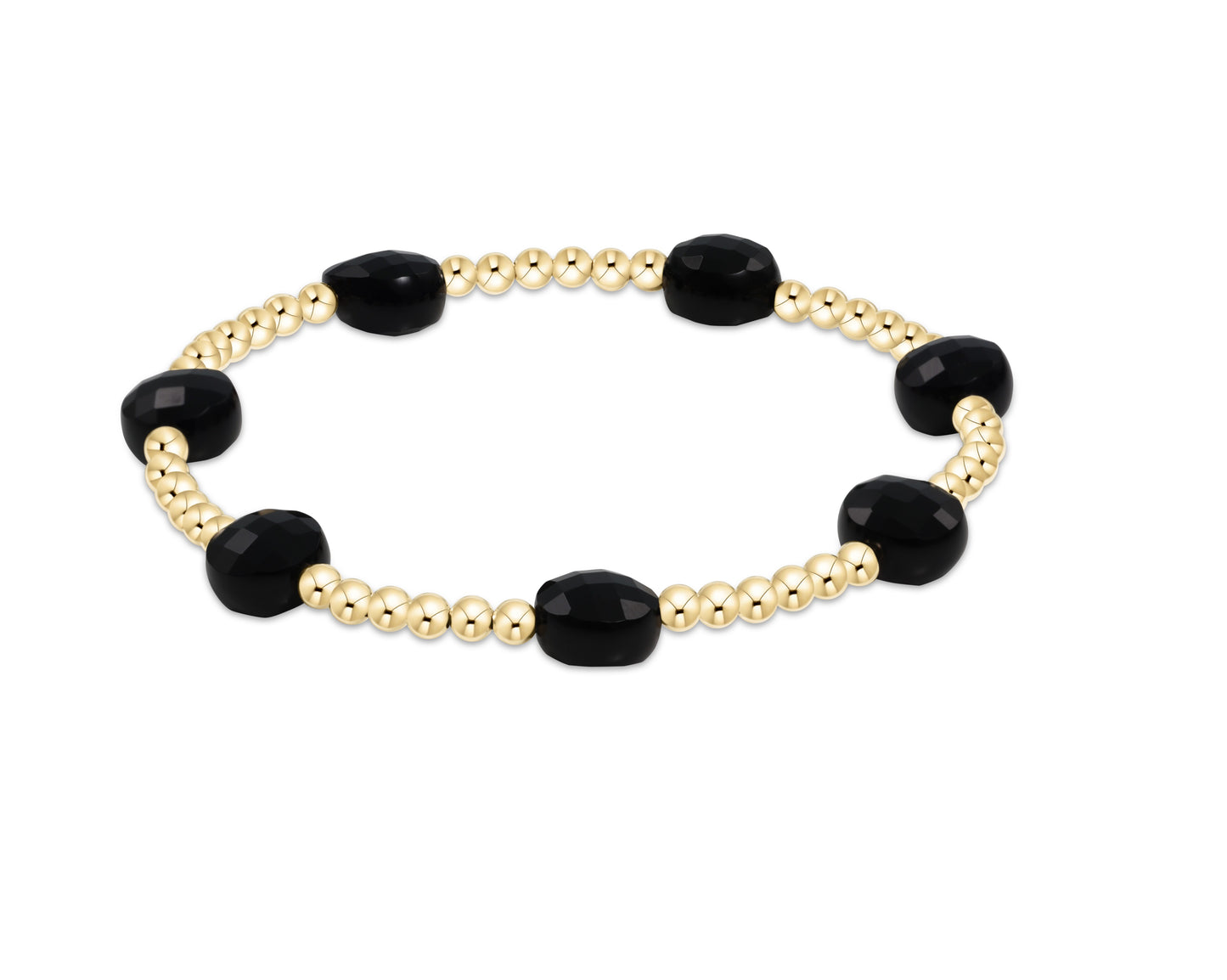 Admire Gold 3mm Bead Bracelet - Faceted Onyx