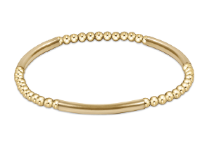 Bliss Bar Gold Pattern 3mm Bead Bracelet - Gold