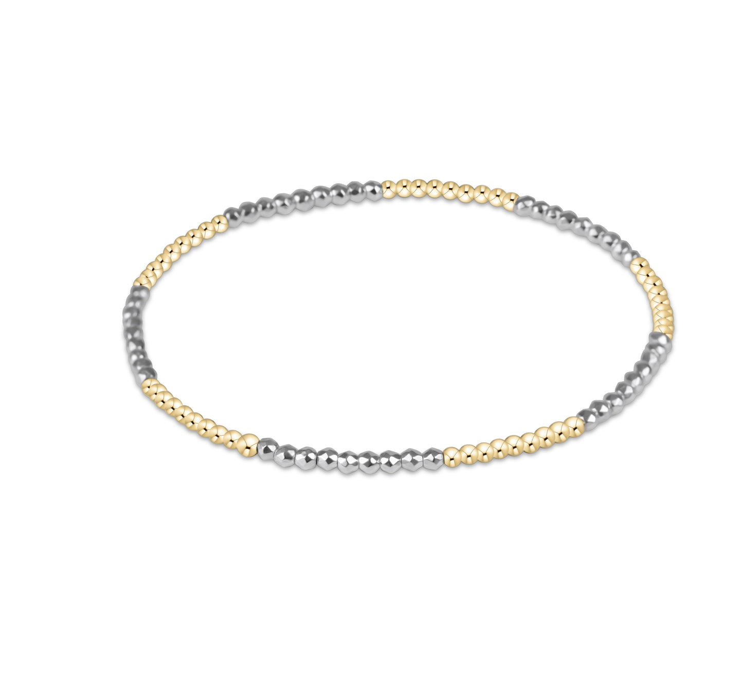 Blissful Pattern 2mm Bead Bracelet - Bright Silver