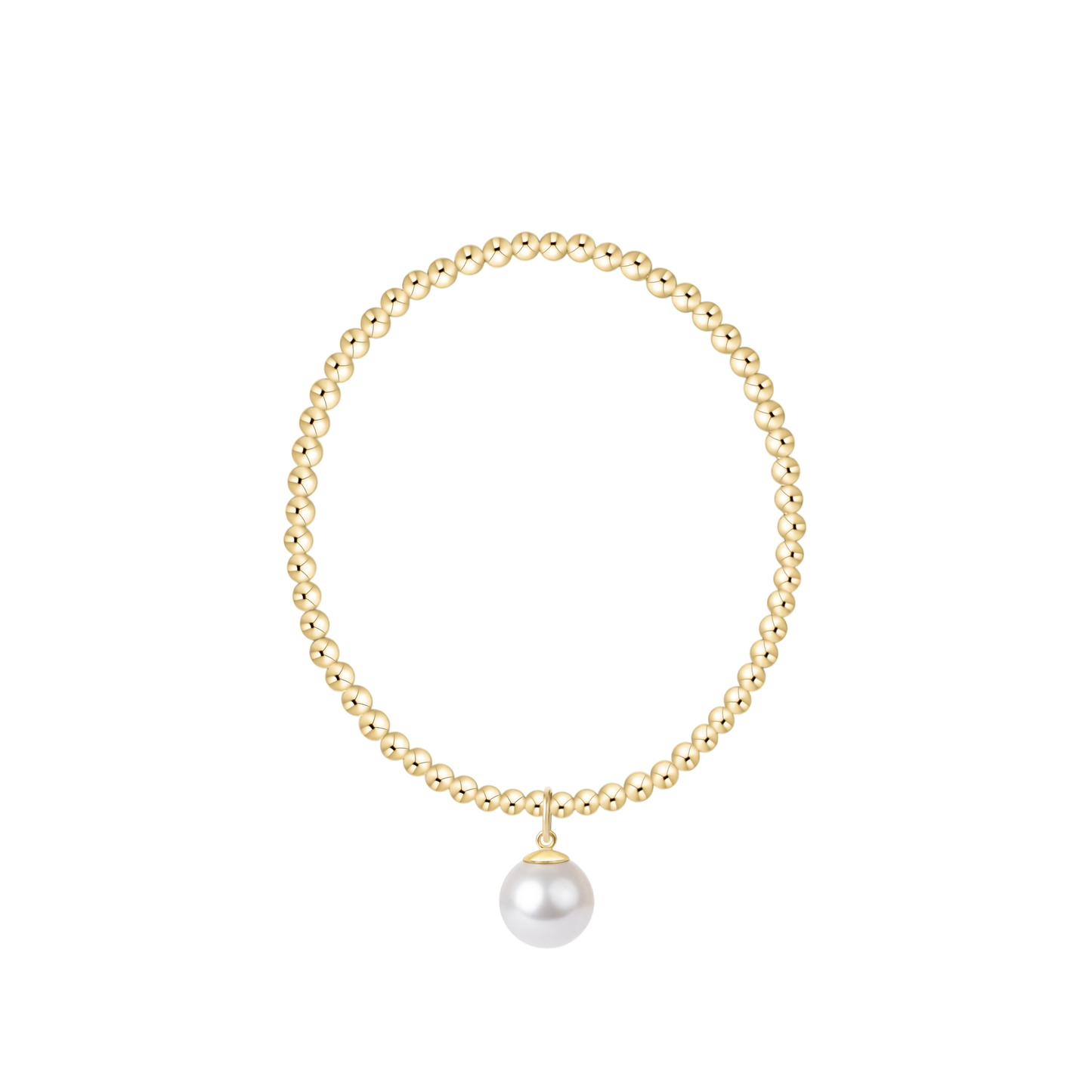 Classic Gold 3mm Bracelet - Classic Pearl 10mm Charm