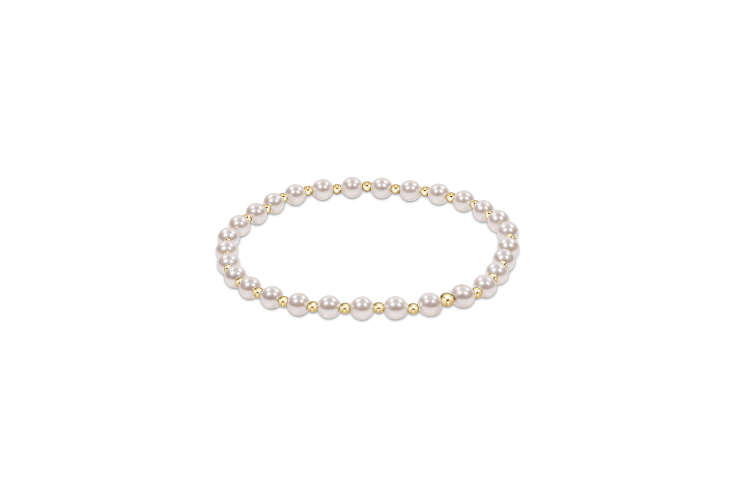Classic Grateful Pattern 4mm Bead Bracelet - Pearl.