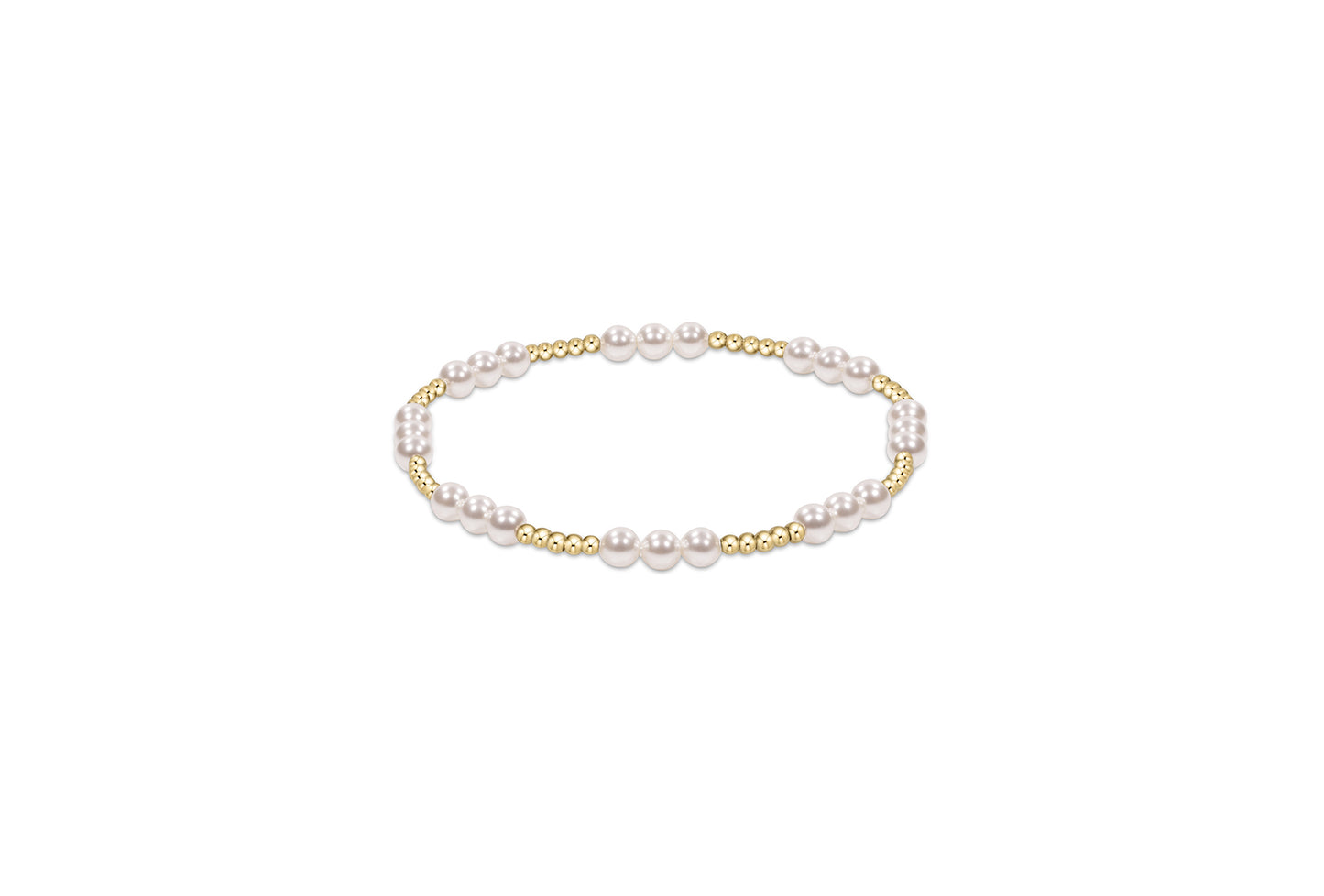 Classic Joy Pattern 4mm Bead Bracelet - Pearl.