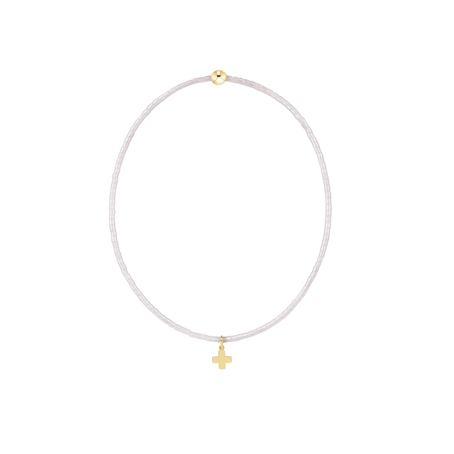 Hope Classic Silky White Bracelet - Signature Cross Small Gold Charm