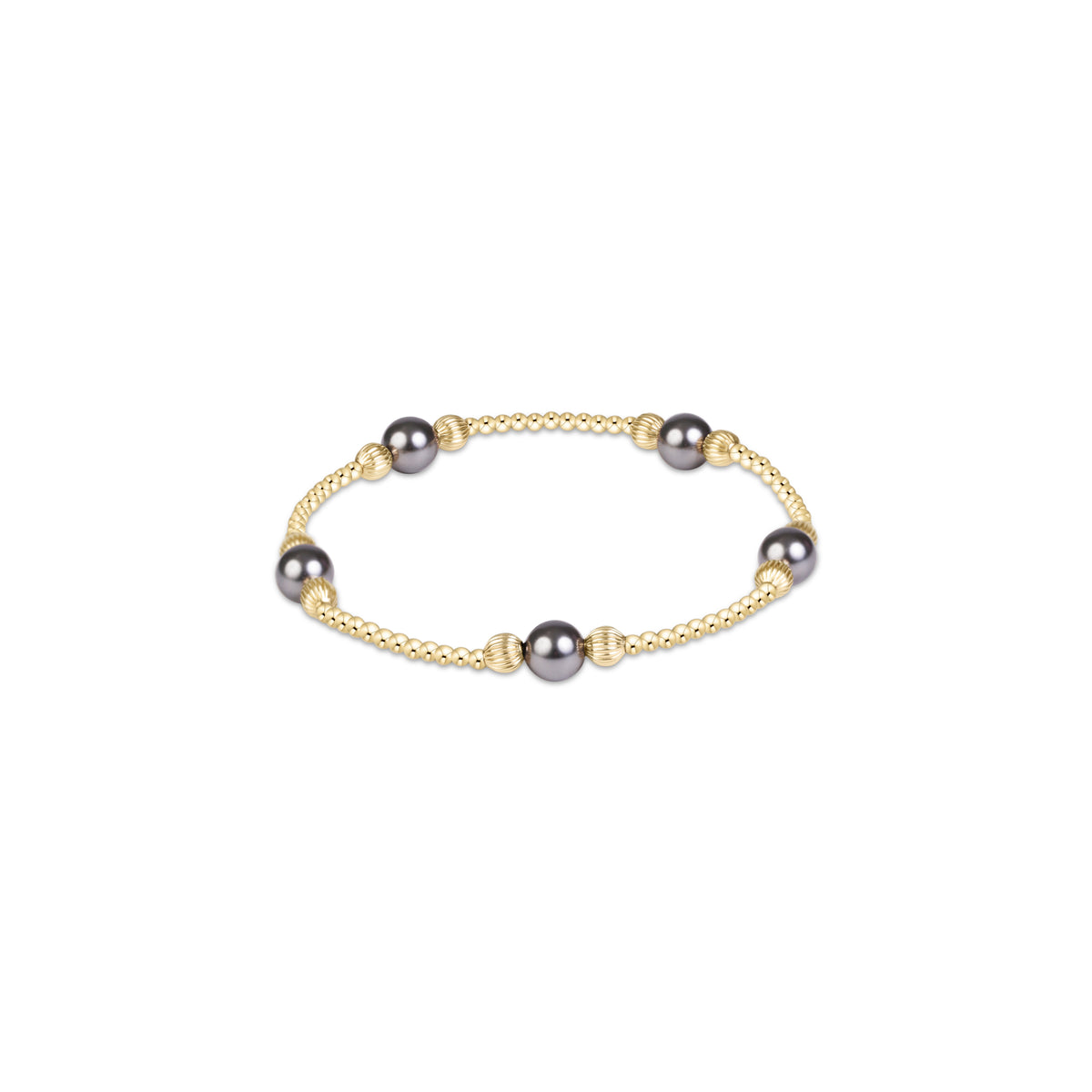Purpose Pearl Dark Grey 6mm Dignity Gold Bracelet