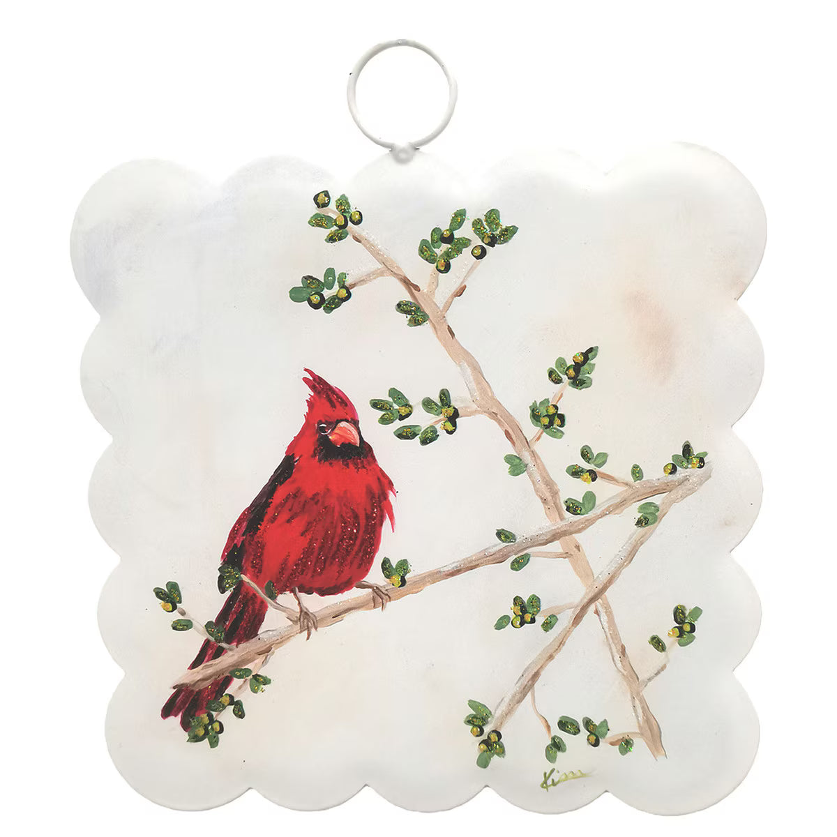 Mini Scallop Art Solitary Cardinal