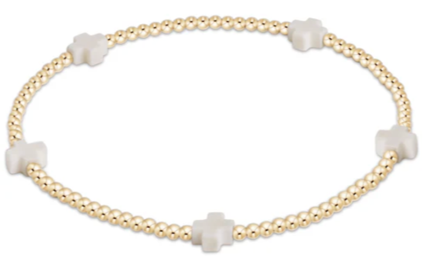 Signature Cross Small Gold Pattern 2mm Bead Bracel