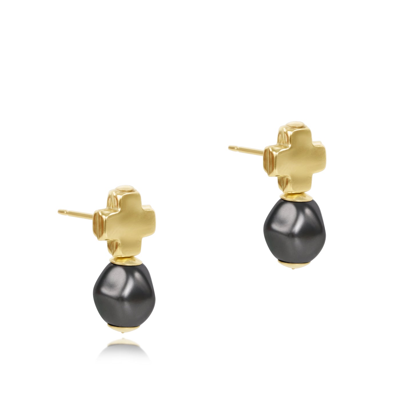 Signature Cross Gold Stud - Classic Pearl Dark Grey