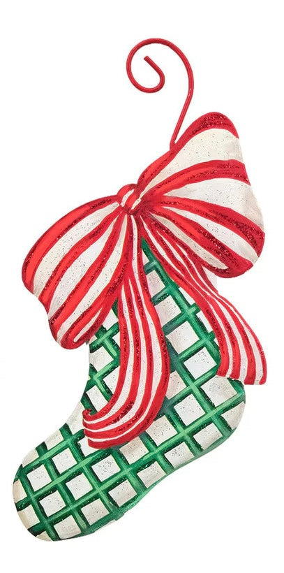 Green Plaid Modern Stocking Ornament