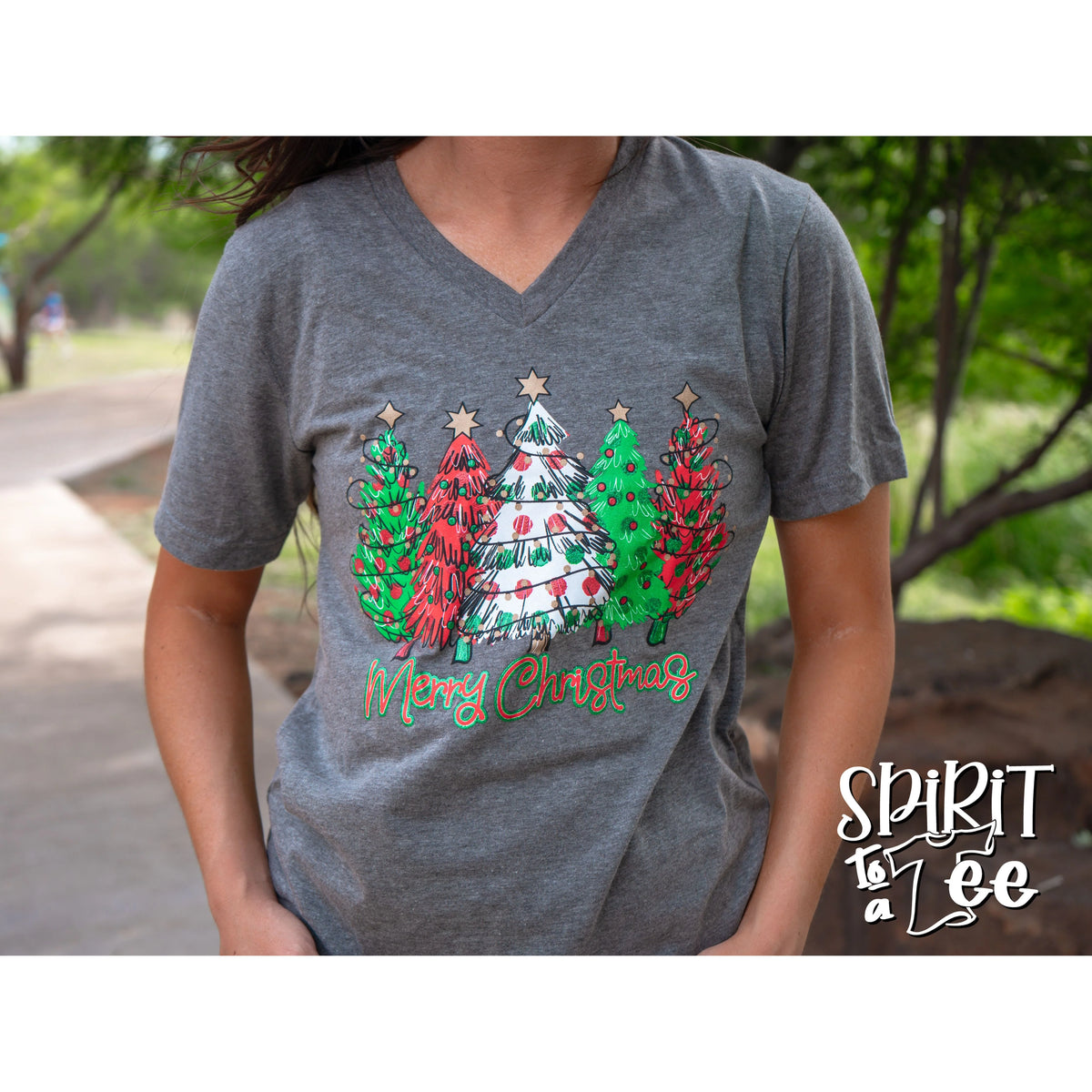 Polka Dot Trees V- neck