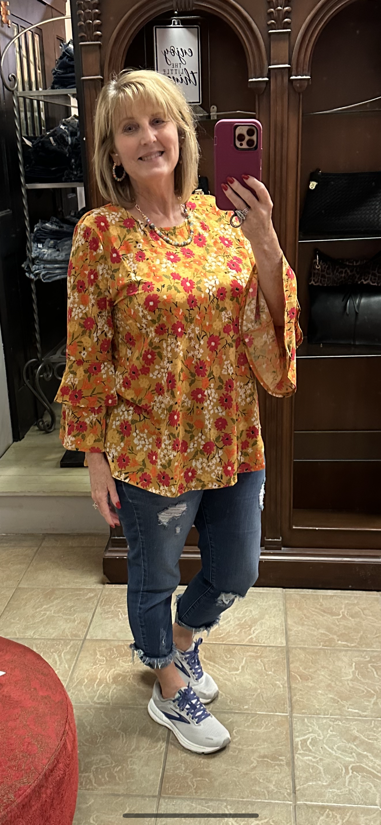 Floral Mustard Top