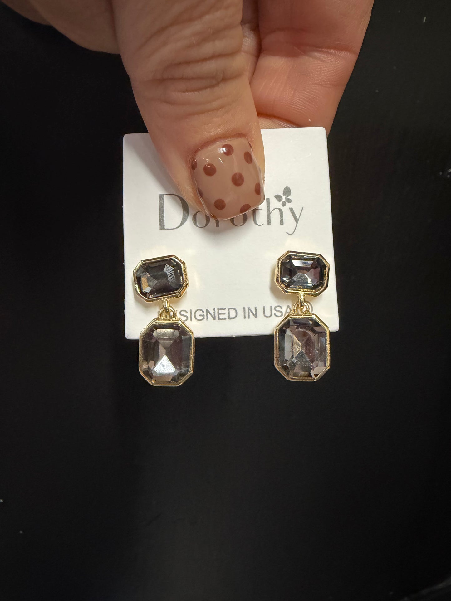 Jewel Tone Drop Crystal Earrings