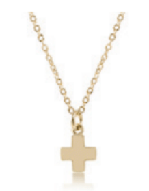 16" Necklace Gold - Signature Cross Small Gold Charm