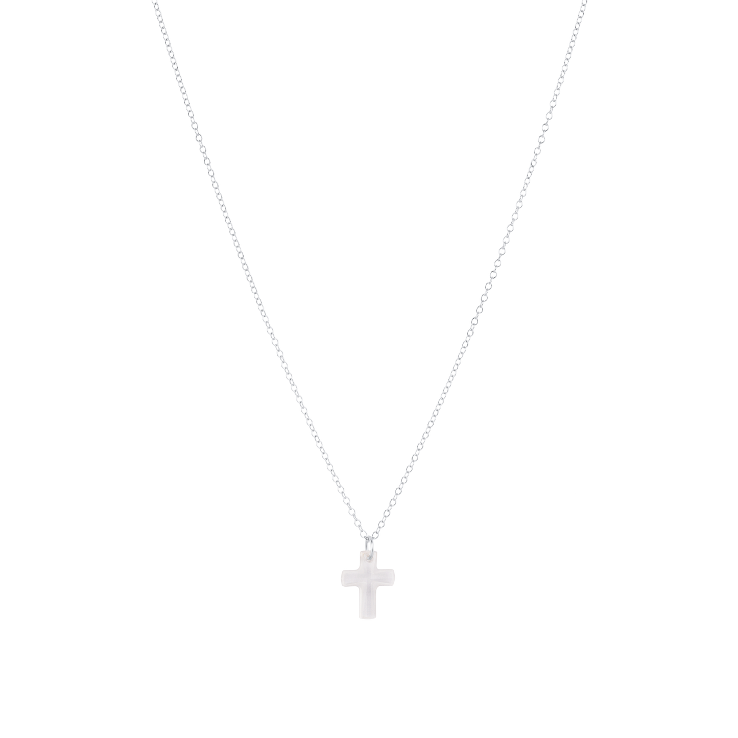 16" Necklace Sterling - Blessed Crystal Charm