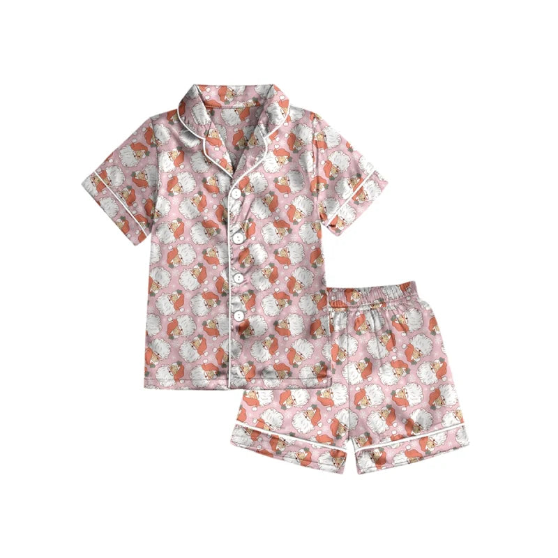 Lounge Short Set - Pink Santas