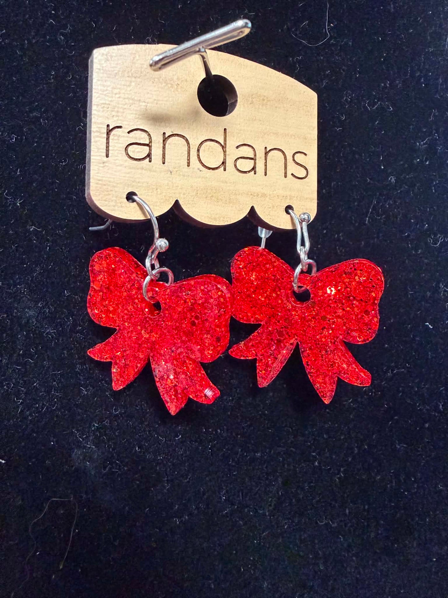 Red Sparkle Bow Earrings