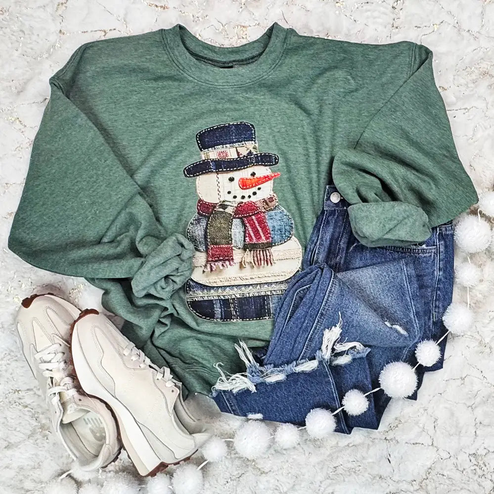 Patchwork Snowman Sweatshirt