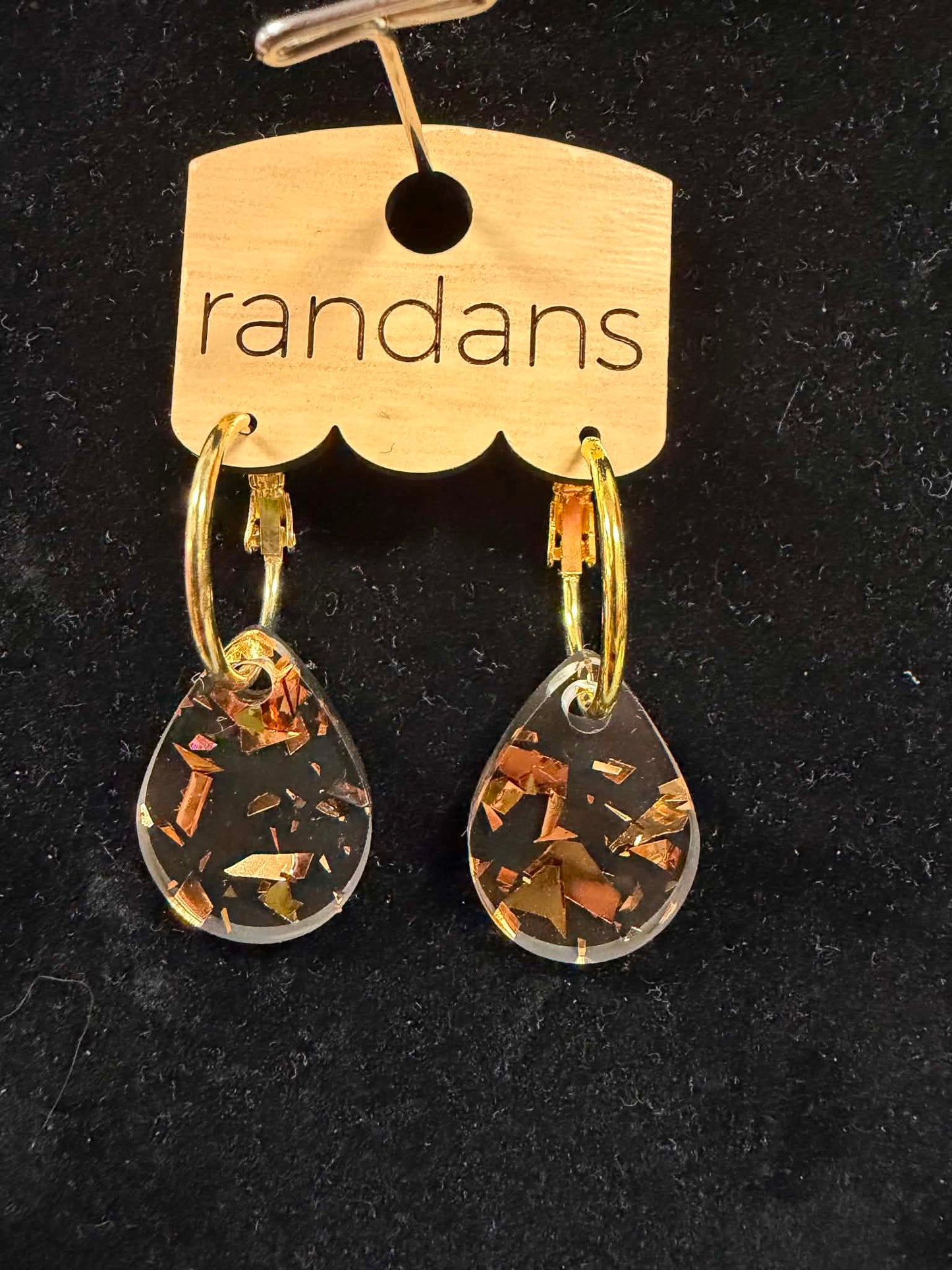 Black w/Golden Flecks Mini Drops Earrings