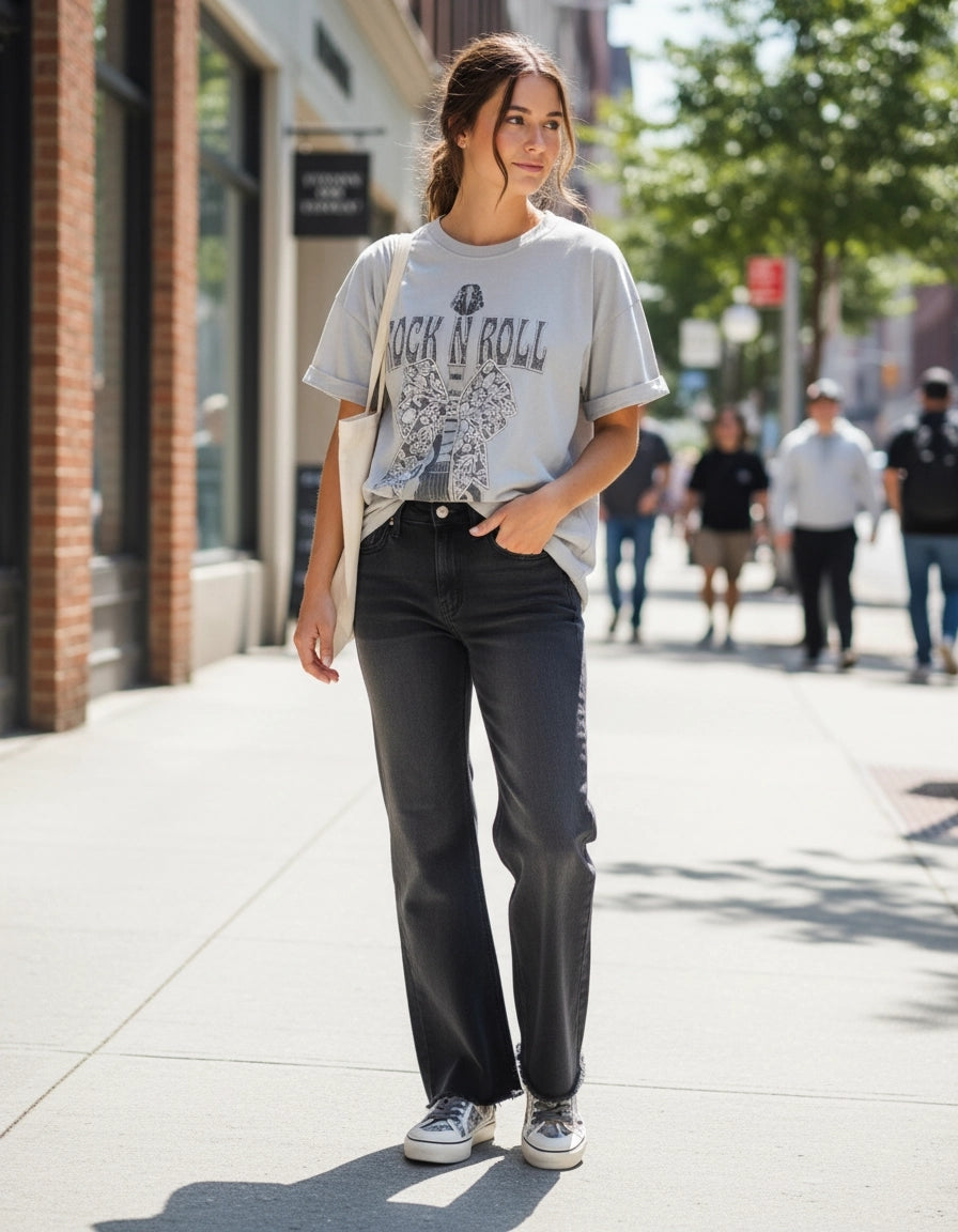 Puff Lace Bow Rock N Roll Tee