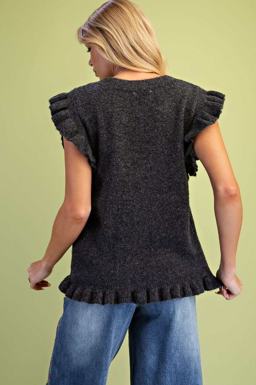 Chic & Charcoal Ruffle Top