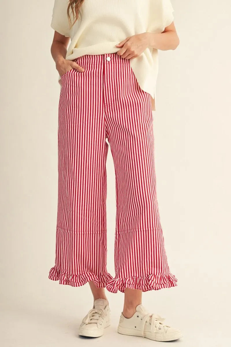 Sweet Stripe Ruffle Pants