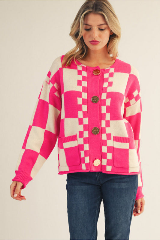 Pink Pop Plaid Sweater