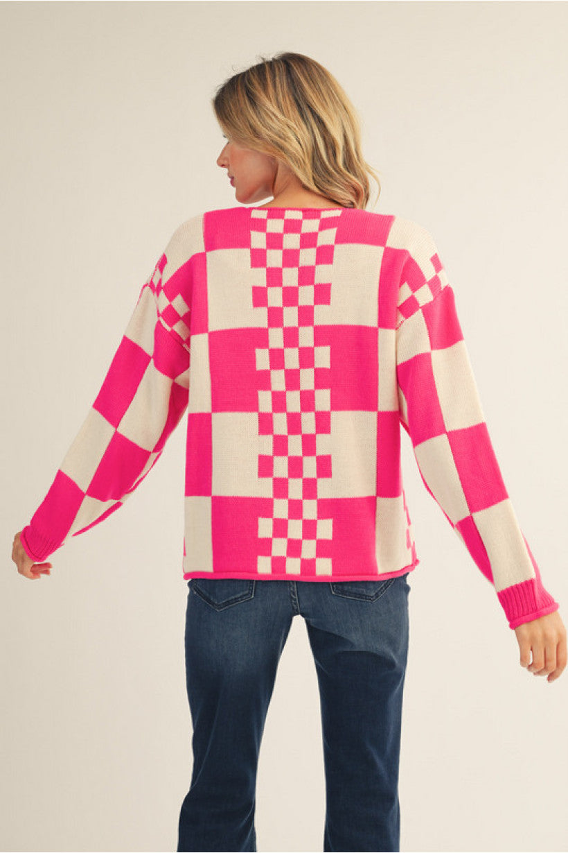 Pink Pop Plaid Sweater