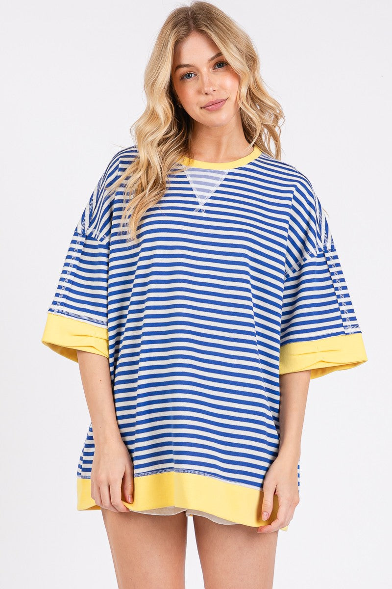 Coastal Blueberry Stripe Top