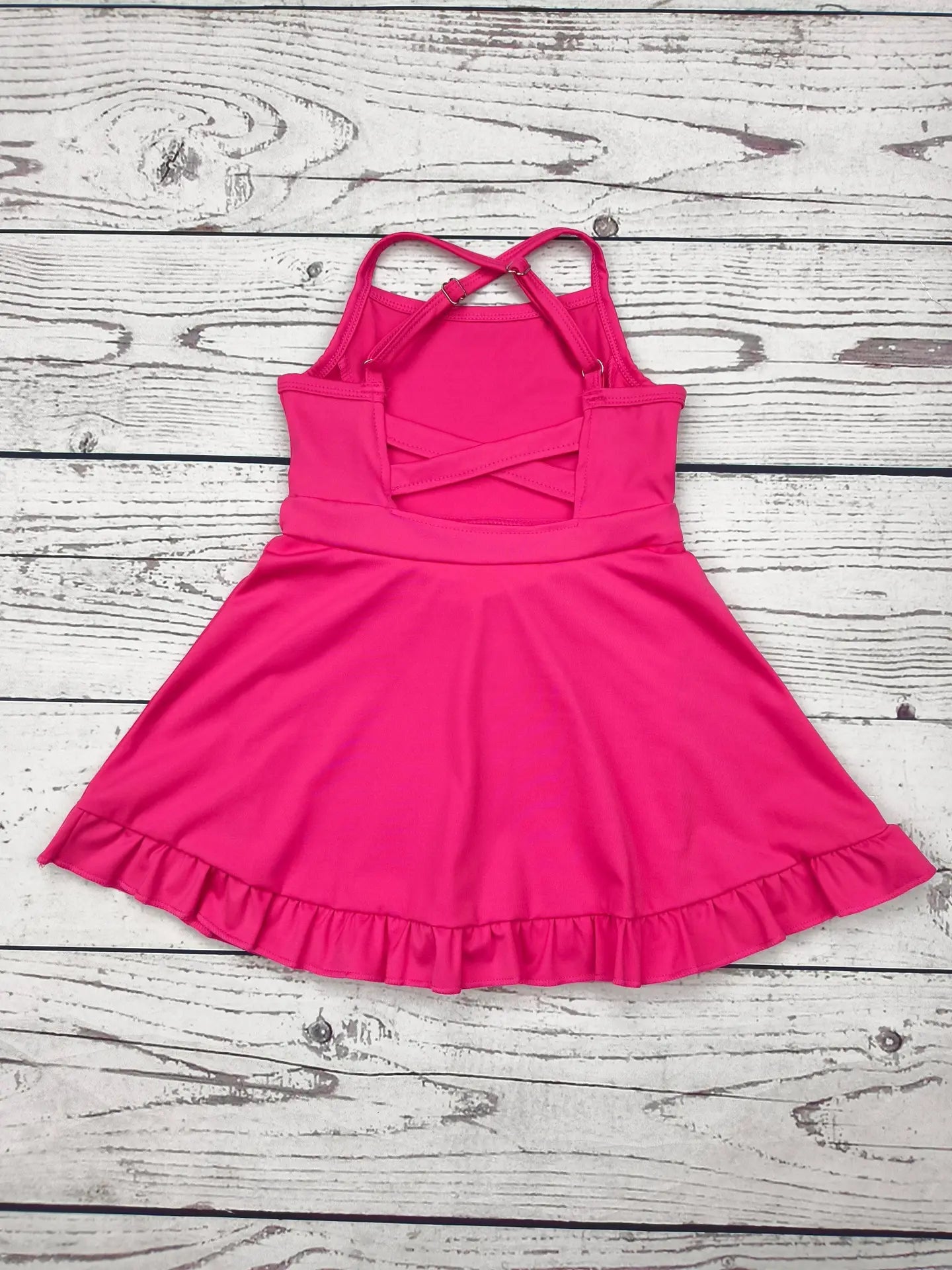 Raspberry Pink Girls Athletic Dress with Ruffle