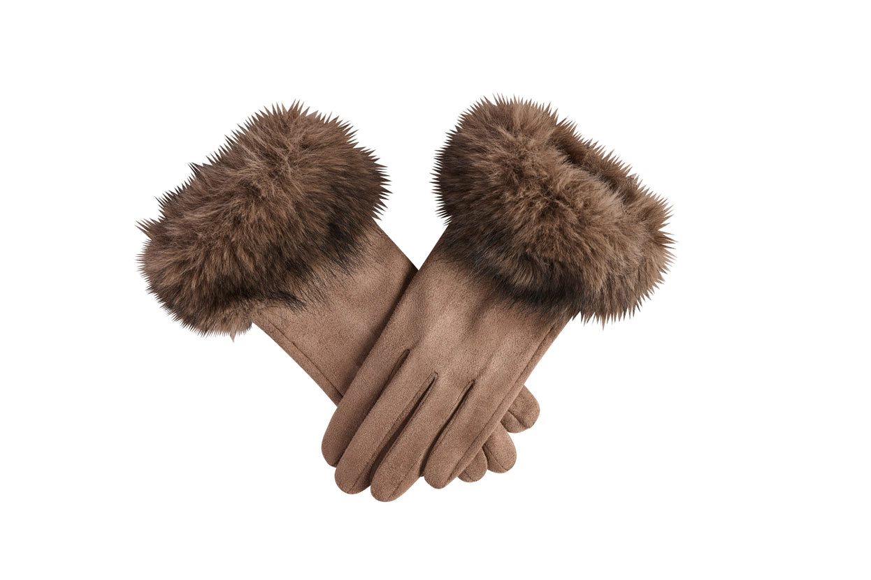Fur Cuff Ultra Suede Gloves
