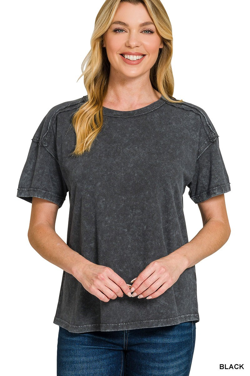 Acid Washed Round Neck T-shirts