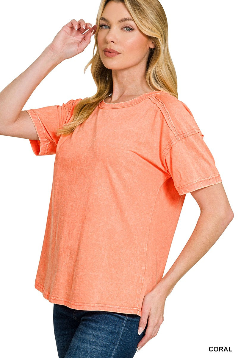 Acid Washed Round Neck T-shirts