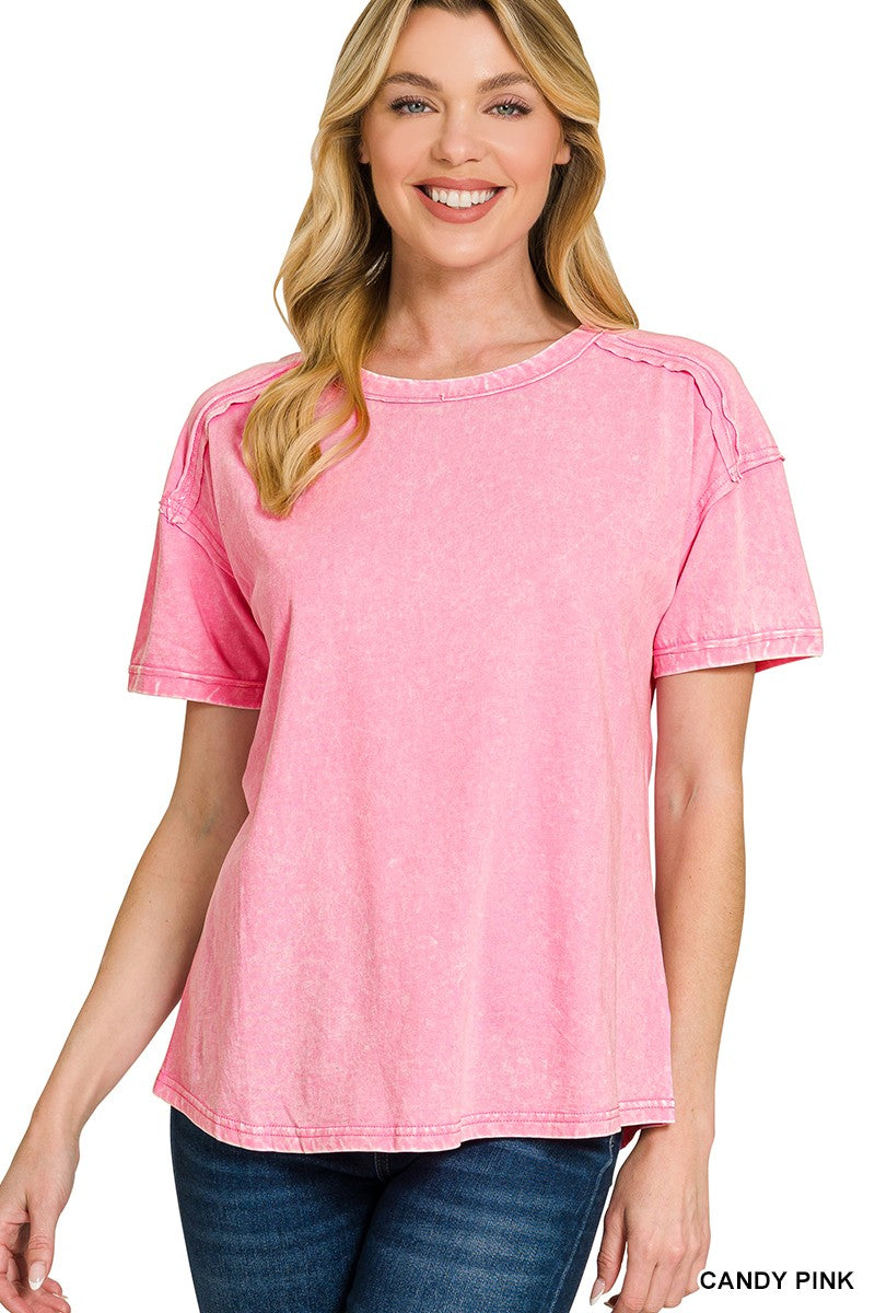 Acid Washed Round Neck T-shirts