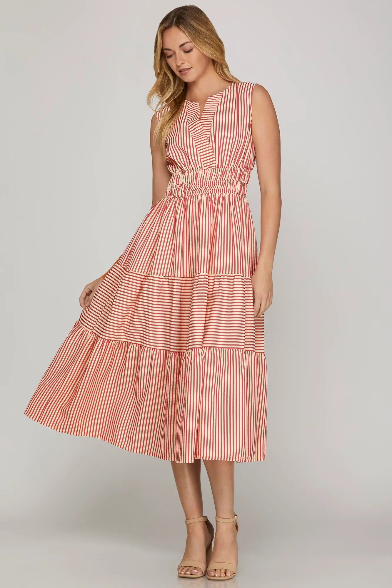 Strawberry Cream Tiered Dress