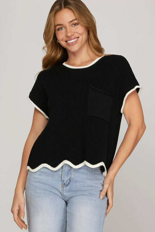 Scalloped & Sweet Knit Top