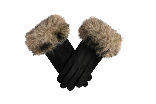 Fur Cuff Ultra Suede Gloves