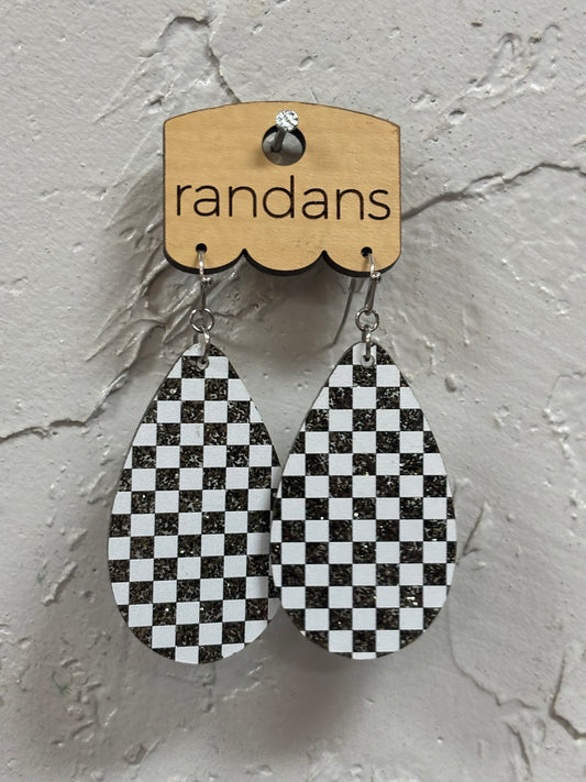 Checkered Glitter Teardrop