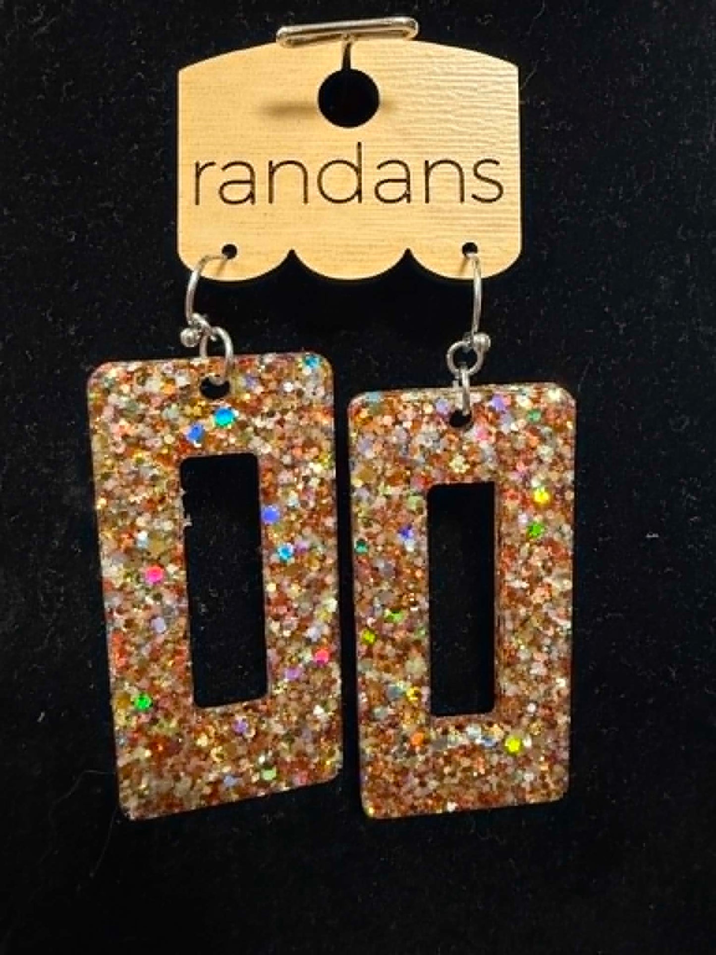 Golden Confetti Rectangle Earrings