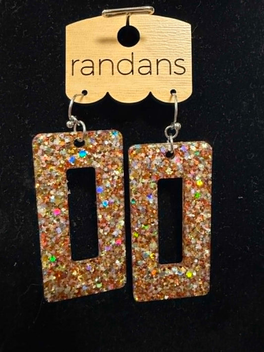 Golden Confetti Rectangle Earrings