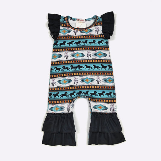 Turq Aztec Baby Romper