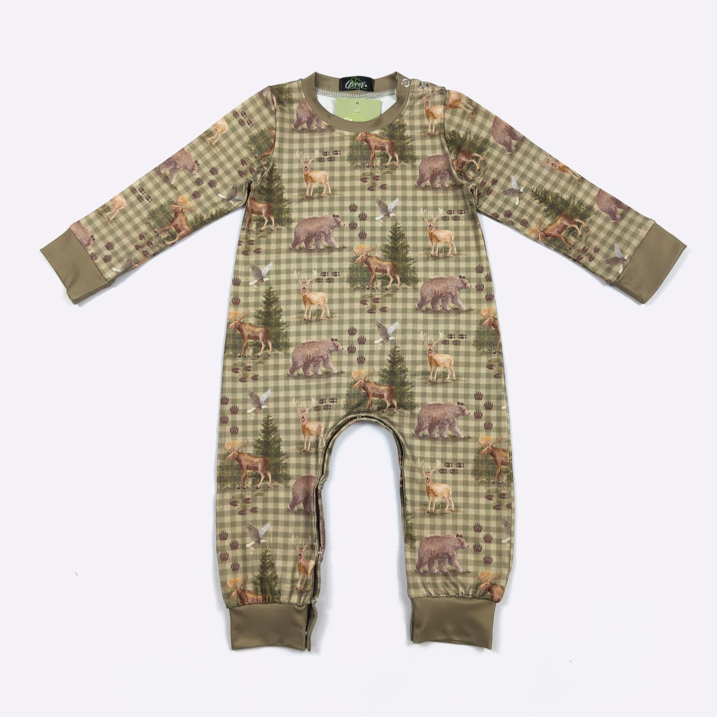 Gingham Woodland Boy Romper