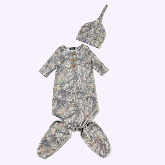 Washed Woody Camo Knotted Gown