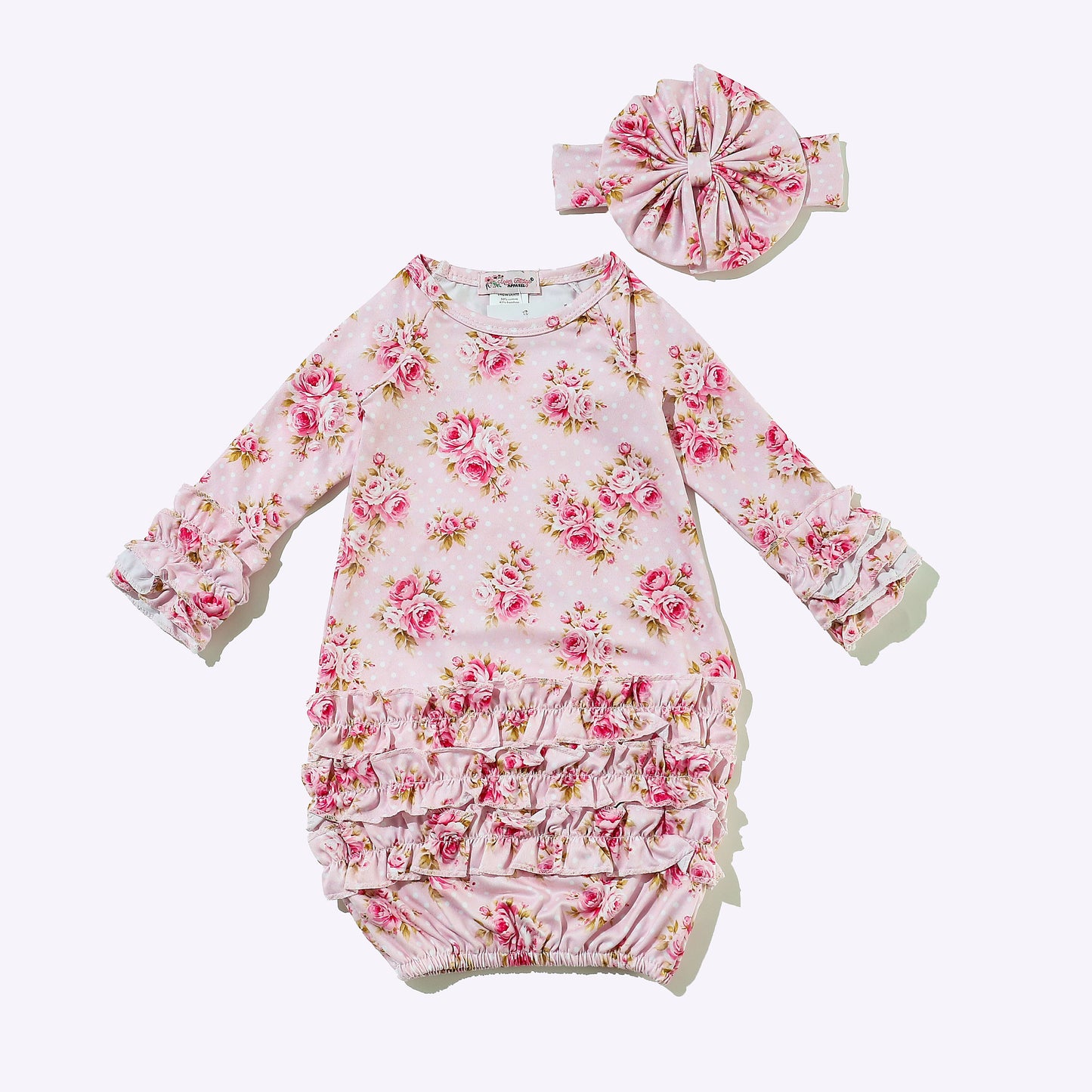 Polka Dot Rose Baby Gown