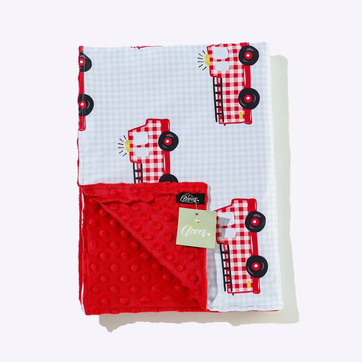 Gingham Firetruck Blanket