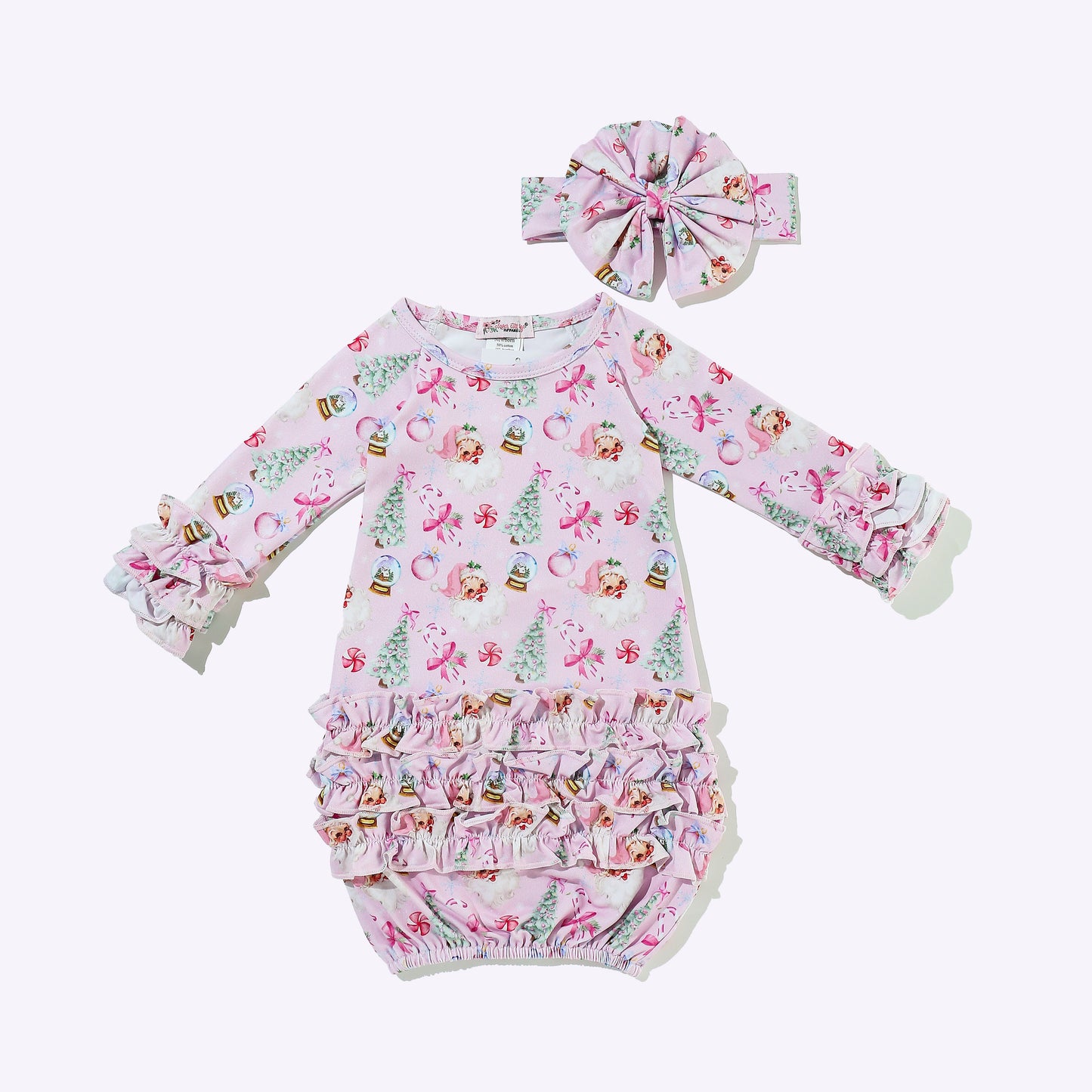 Snowglobe Pink Christmas Baby Gown