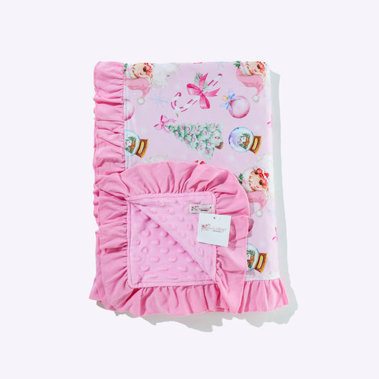 Snowglobe Pink Christmas Blanket